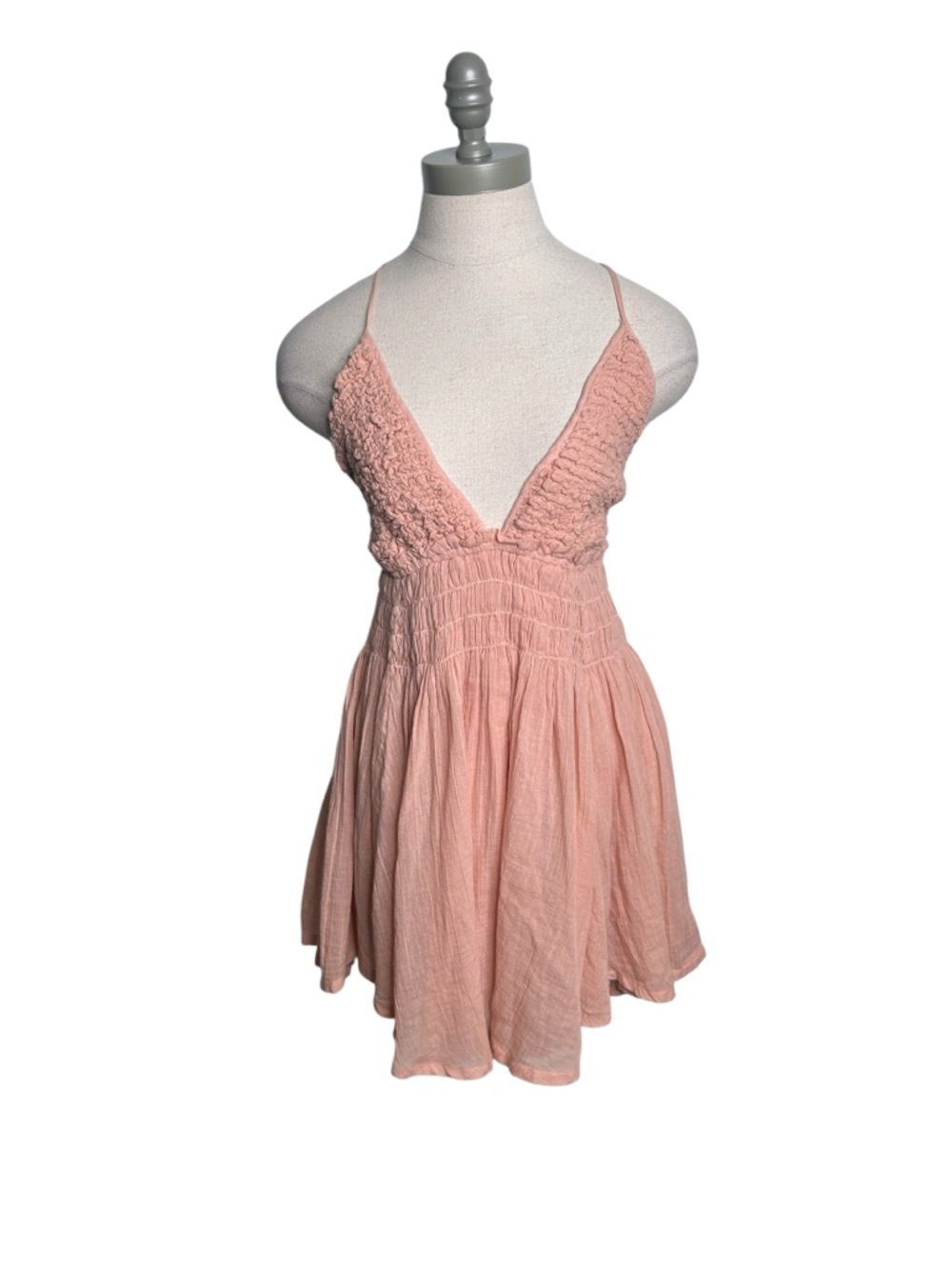 Free People Forever Favorite Cotton Mini Dress in Size Medium Beaded Tassel - Picture 2 of 7